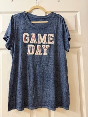 Lane Bryant Navy Heather Blue 'Game Day' Short Sleeve Tee